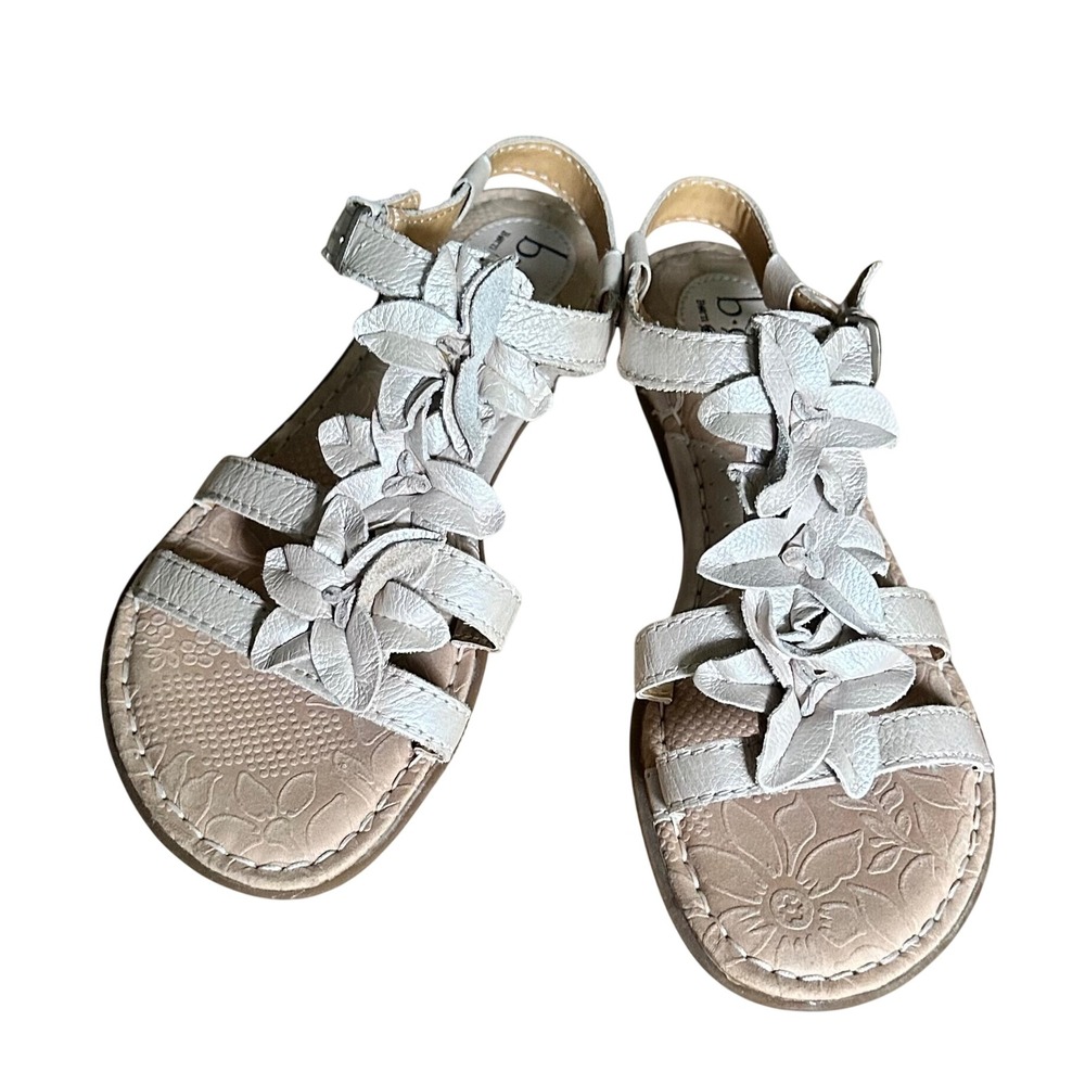 b.o.c. Born Concept Womens Floral Applique Strappy Sandals Cream Leather Size 9